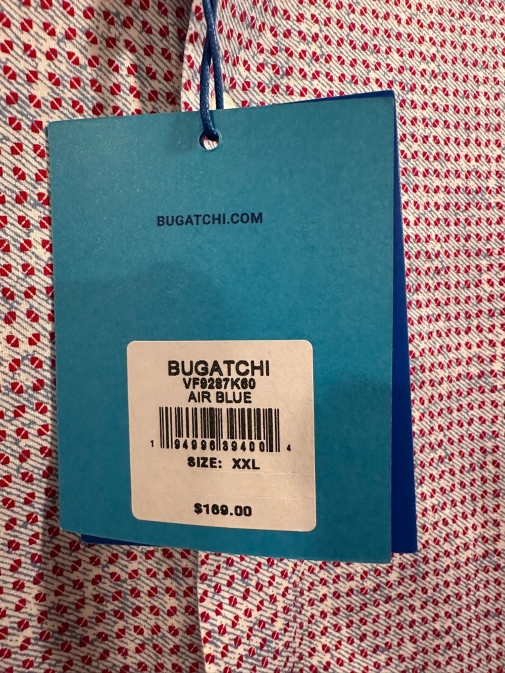 Bugatchi James AirBlue Long Sleeve Button Up Shirt Red & Blue Geometric Print 2X - Picture 9 of 14